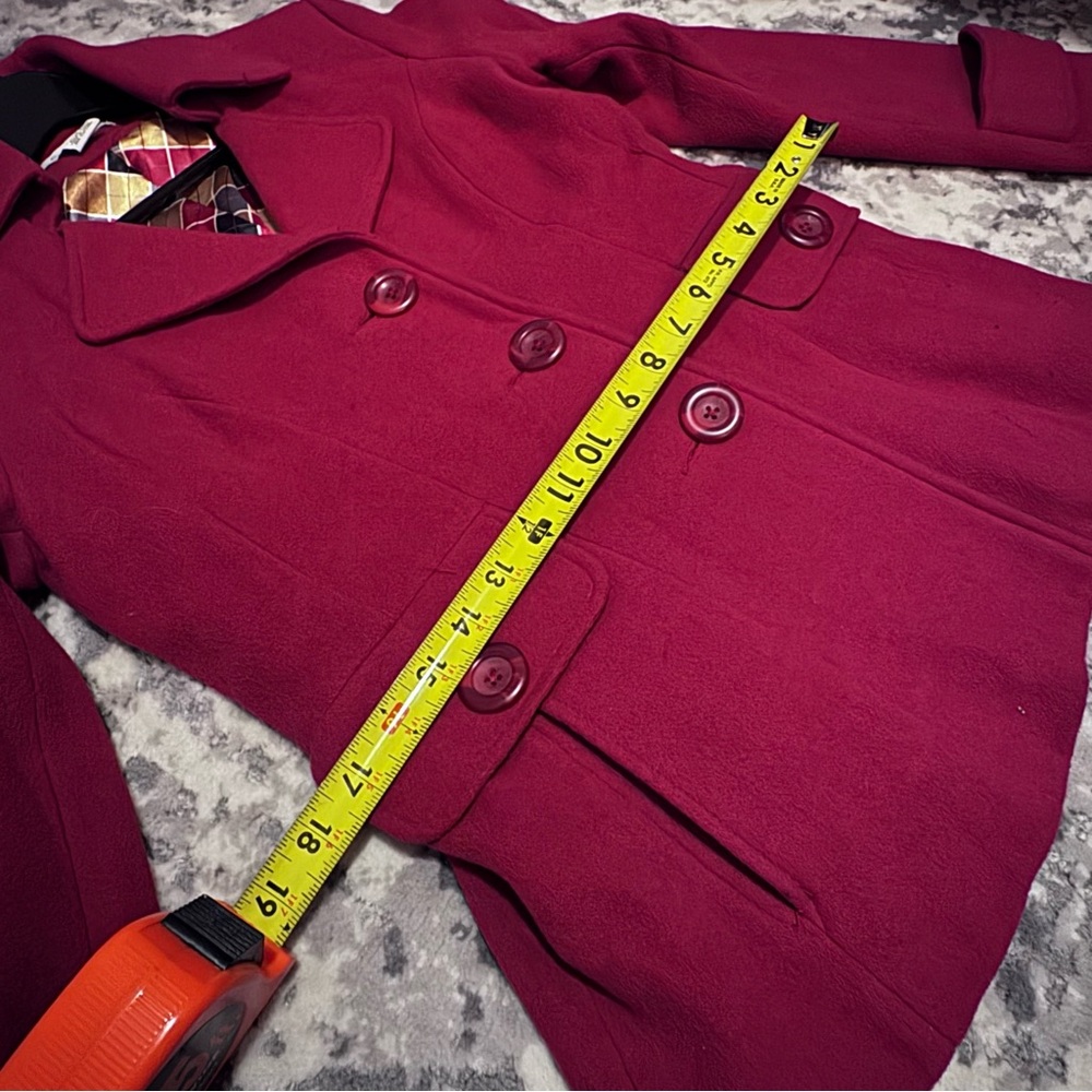 CAbi wool Lined Pea Coat cranberry red size 6 style 619 - Picture 12 of 12